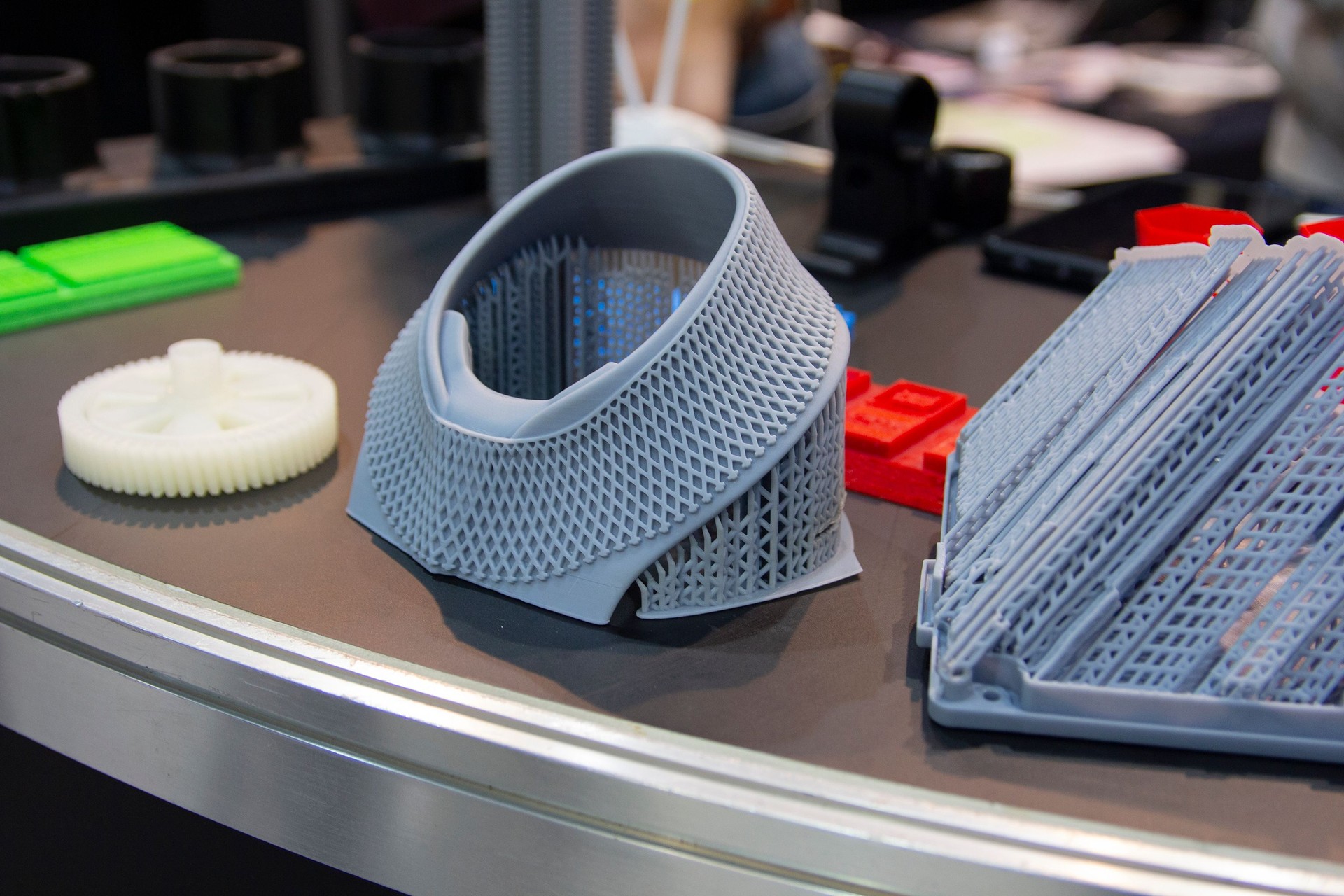 Variety of plastic products manufactured by 3D printing. Technologies